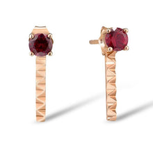 Load image into Gallery viewer, 10K Rose Gold Created Ruby Earrings