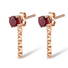 Load image into Gallery viewer, 10K Rose Gold Created Ruby Earrings