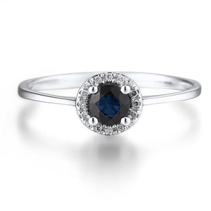 14K White Gold Diamond And Blue Sapphire Ring