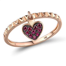 Load image into Gallery viewer, 10K Rose Gold Created Ruby Heart Ring