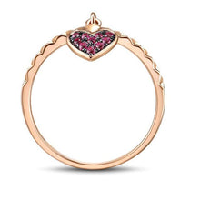 Load image into Gallery viewer, 10K Rose Gold Created Ruby Heart Ring