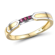 Load image into Gallery viewer, 10K Yellow Gold And 925 Silver Created Ruby Ring