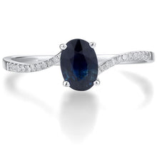 Load image into Gallery viewer, 14K White Gold Diamond And Blue Sapphire Ring