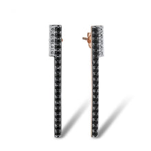 Load image into Gallery viewer, 10K Rose Gold Black And White Sapphire Earrings