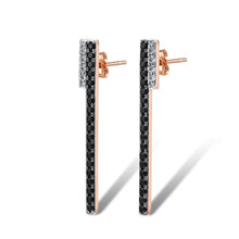 Load image into Gallery viewer, 10K Rose Gold Black And White Sapphire Earrings