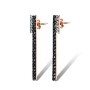 10K Rose Gold Black And White Sapphire Earrings