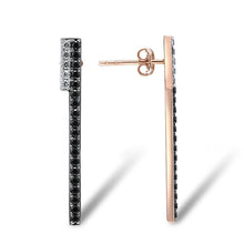 Load image into Gallery viewer, 10K Rose Gold Black And White Sapphire Earrings