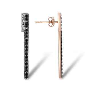 10K Rose Gold Black And White Sapphire Earrings