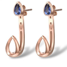 Load image into Gallery viewer, 10K Rose Gold Created Sapphire Earrings