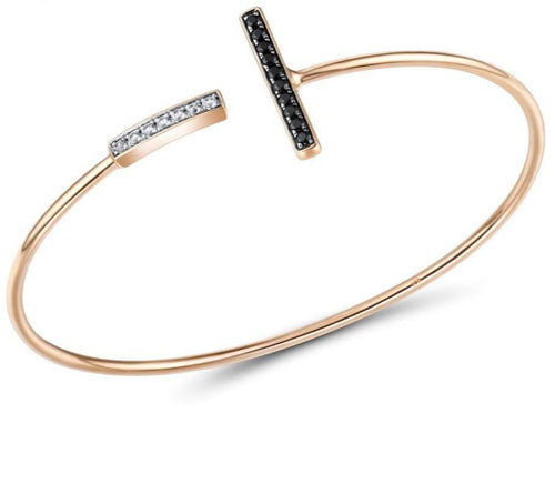 10K Rose Gold Black And White Sapphire Bangle