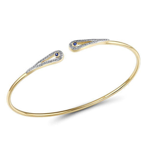 10K Yellow Gold White Sapphire Bangle