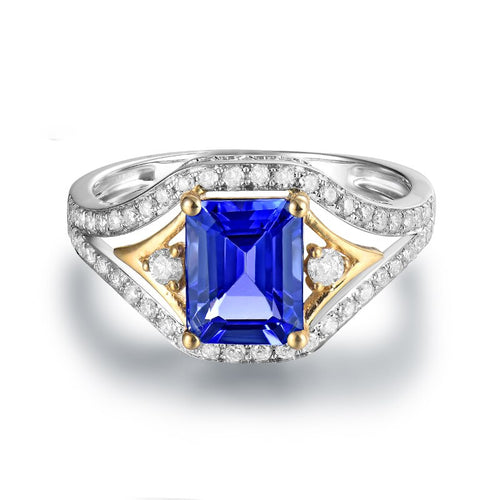 14K Emerald Cut Tanzanite Ring