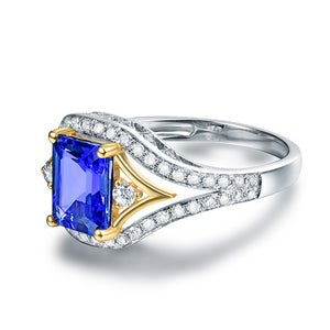 14K Emerald Cut Tanzanite Ring