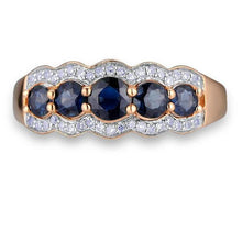 Load image into Gallery viewer, 14K Rose Gold Diamond And Blue Sapphire Ring