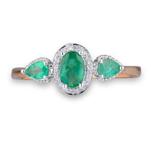 Load image into Gallery viewer, 14K Rose Gold Emerald And Diamond Ring