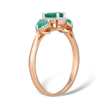 Load image into Gallery viewer, 14K Rose Gold Emerald And Diamond Ring