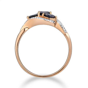 14K Rose Gold Diamond And Blue Sapphire Ring