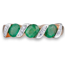 Load image into Gallery viewer, 14K Rose Gold Emerald And Diamond Ring