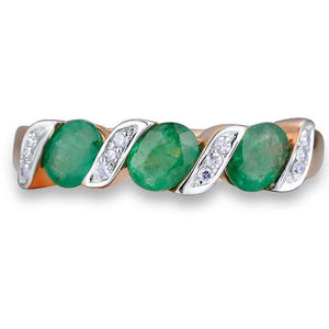 14K Rose Gold Emerald And Diamond Ring