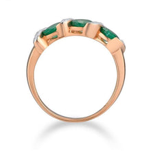 Load image into Gallery viewer, 14K Rose Gold Emerald And Diamond Ring