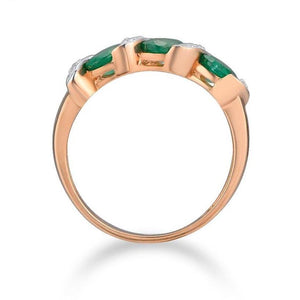 14K Rose Gold Emerald And Diamond Ring