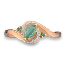 Load image into Gallery viewer, 14K Rose Gold Emerald And Diamond Ring