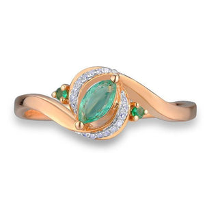 14K Rose Gold Emerald And Diamond Ring