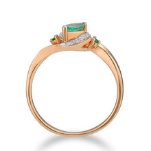 Load image into Gallery viewer, 14K Rose Gold Emerald And Diamond Ring