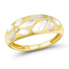 Load image into Gallery viewer, 14K Yellow Gold Diamond And Mother of Pearl Ring