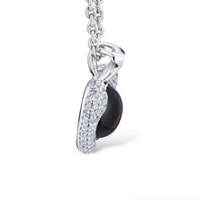 Load image into Gallery viewer, 14K White Gold Red Garnet And Diamond Apple Neclace