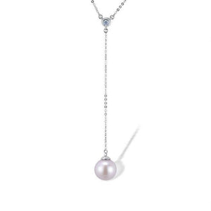 14K Gold Fresh Water White Pearl And Diamond Necklace