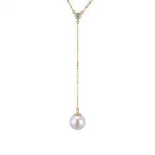 Load image into Gallery viewer, 14K Gold Fresh Water White Pearl And Diamond Necklace