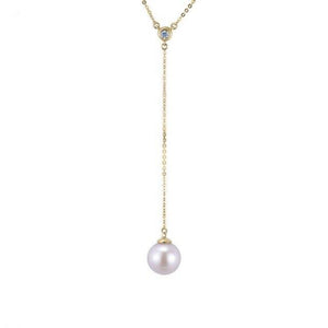 14K Gold Fresh Water White Pearl And Diamond Necklace