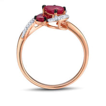 Load image into Gallery viewer, 14K Rose Gold Red Ruby And Diamond Heart Ring