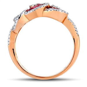 14K Rose Gold Ruby And Diamond Ring