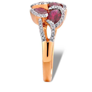 14K Rose Gold Ruby And Diamond Ring