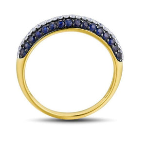 14K Yellow Gold Diamond Blue Sapphire And Emerald Ring