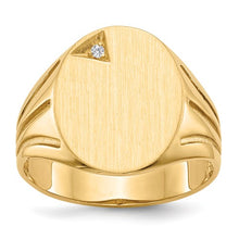 Load image into Gallery viewer, Mens 14K Diamond Signet Ring