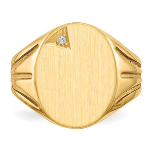 Mens 14K Diamond Signet Ring