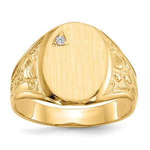 Mens 14K Diamond Signet Ring