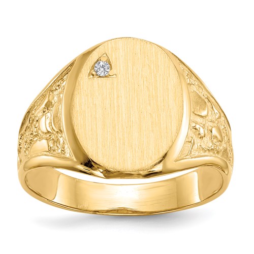 Mens 14K Diamond Signet Ring