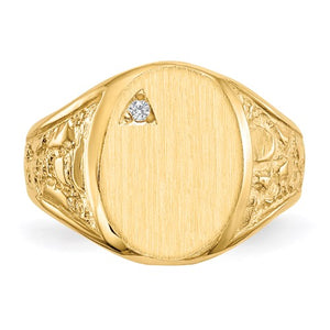 Mens 14K Diamond Signet Ring