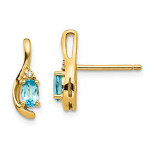 Load image into Gallery viewer, 14K Blue Topaz And Diamond Earrings