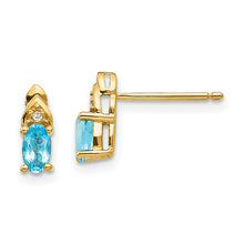 Load image into Gallery viewer, 14K Blue Topaz And Diamond Earrings