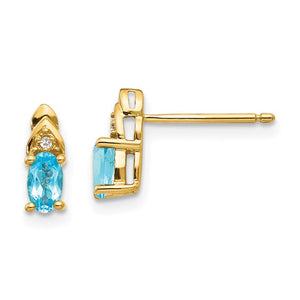 14K Blue Topaz And Diamond Earrings