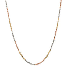 Load image into Gallery viewer, 14K Tri-Color Gold Rope Chain 3mm