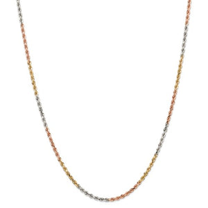 14K Tri-Color Gold Rope Chain 3mm