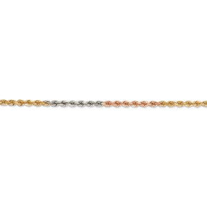 14K Tri-Color Gold Rope Chain 3mm