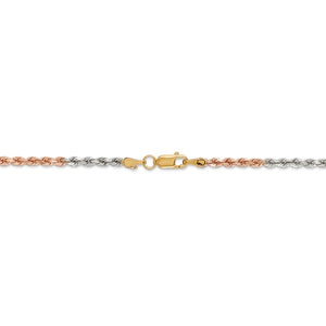 14K Tri-Color Gold Rope Chain 3mm