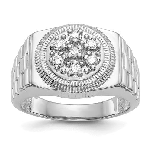 Mens 14K White Gold 1/4 CT Diamond Ring